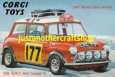 Corgi Toys 339 Mini Cooper Monte Carlo Rally 1967 Poster Advert Sign Leaflet A3 • $8.57