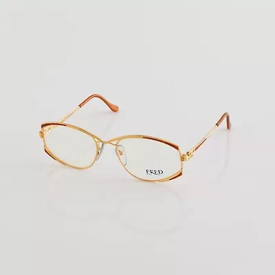 New Vintage FRED Lunettes Paris Eyeglasses Joyau C. 05 Gold With Orange 55-18mm • $899.99