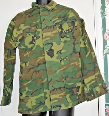 Vintage 1969 Vietnam War USMC ERDL Camo Tropical Jacket Poplin Slant Pocket Coat • $125