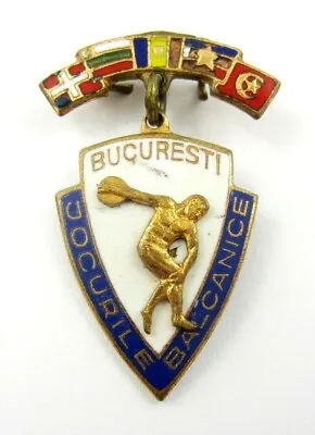 1959 Balkan Athletics Championships Balkan Games In Bucharest Official Badge Pin • $14