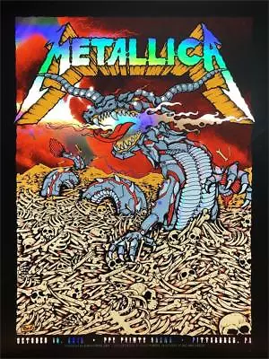 Metallica Rainbow Foil Variant Signed AP Pittsburgh Official VIP Poster 2018 • $457.31