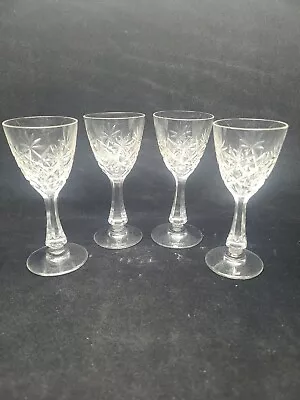 $30 • Buy Set Of 4 Lubin Annette By VAL ST LAMBERT 4 5/8 Cordial Crystal Stemware.