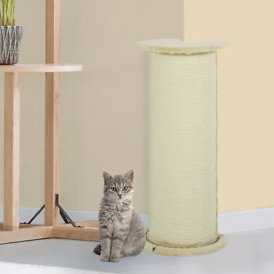 85cm Tall Cat Scratching Post With Sisal Rope Soft Plush Anti Tip - Beige • £31.99