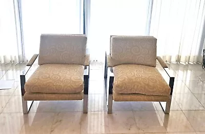 1970's Milo Baughman Flat Arm Lounge Chairs For Directional • $2800