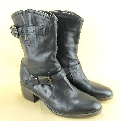 UGG Collection CONCHETTA Italy Ankle Calf Boot Block Heel 2  Buckle US 7 Leather • $47