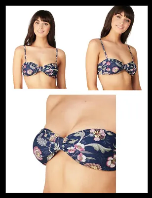 NEW TIGERLILY Isola Zippora Bandeau Bikini Top Removable Straps XL (14) RRP $99 • $34.95