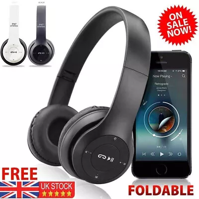 Wireless Bluetooth Headphones With Noise Cancelling Over-Ear Earphones 5.1 UK • £6.98