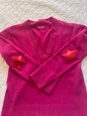 2023 Zadig & Voltaire Hot Pink  Cashmere Sweater Jumper Pullover  Top  M $498 • $49