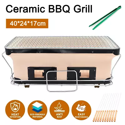 Charcoal BBQ Grill Japanese Korean Ceramic Hibachi BBQ Table Yakitori Barbecue A • $59.99