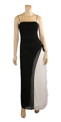 Blondie Nites Vintage 90s 00s Black & White Ruched Sexy Party Prom Dress Sz 7 • $74.98