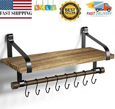 Wall Mount Kitchen Pot Pan Rack With Shelf Kitchen Utensils Cookware Hanger • $25.97