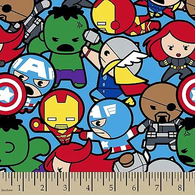 $9.99 • Buy Marvel Kawaii Avengers All In The Pack 100% Cotton Fabric Sold By The Yard