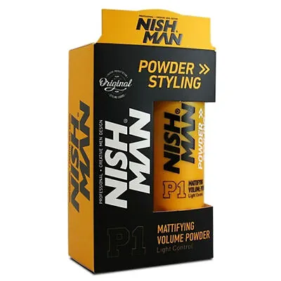 NISH MAN P1 Hair Styling Powder Wax Mattifying Volume 20gr Yellow Men Matte Look • £7.99