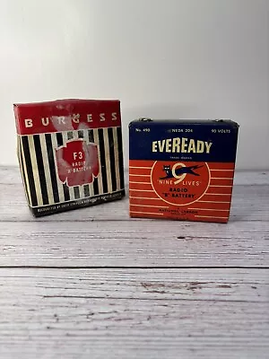 Vintage Eveready No. 490  90 V And Burgess F3 Batteries • $35