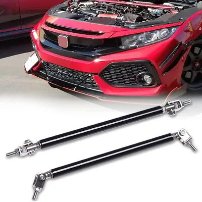 2X Black Adjustable Front Bumper Lip Splitter Spoiler Strut Rod Tie Support Bar • $7.59