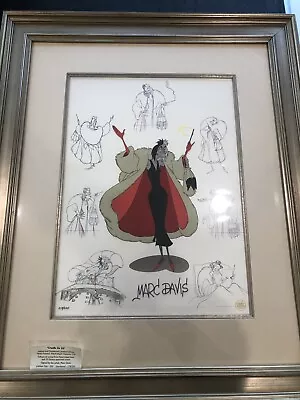 Disney Masters Series Signed Marc Davis Cruella De Vil 101 Dalmatians Cel Le  • $2250