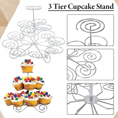 Metal Cupcake Holder Stand 3 Tier Table Celebration Cake Display Birthday Party • £9.69