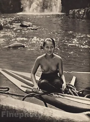1940s Vintage K.F. WONG Borneo Female Nude Breast Canoe Waterfall Photo Gravure • £143.16