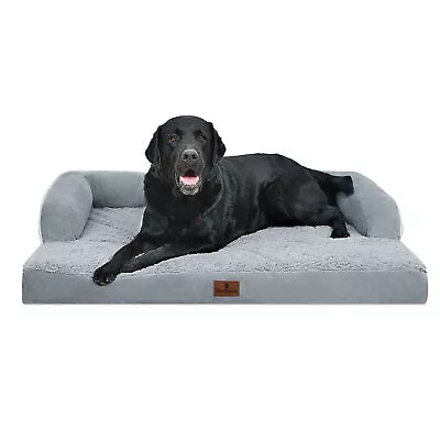 SheSpire Gray Orthopedic Dog Bed Memory Foam Bolster Soft Pet Sofa For Large Dog • $34.99