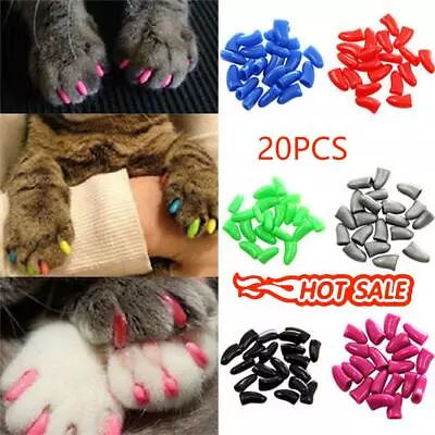 20pcs Silicone Soft Cat Nail Caps Cat Paw Claw Pet Nail Protector Cat Nail Cover • $1.89