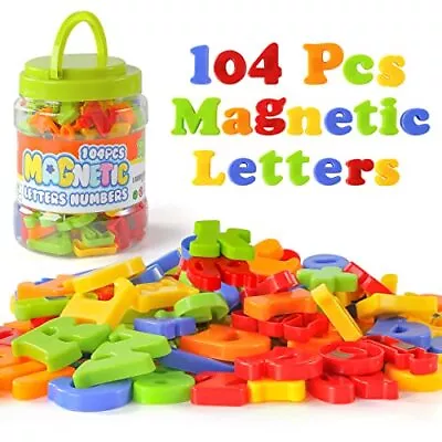 104 PCS Magnetic Letters Numbers Alphabet ABC 123 Fridge Magnets Plastic Edu... • $17.65