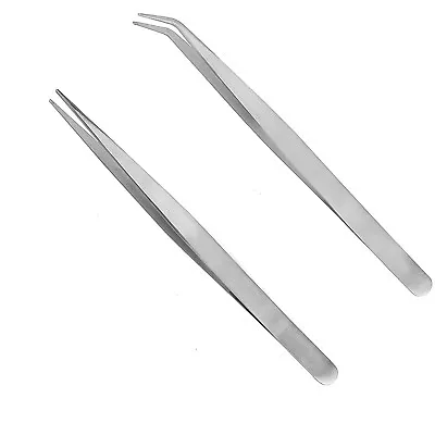 2Pcs Straight And Curved Bent Tweezers For Resin Jewelry Casting Laboratory Work • £2.99