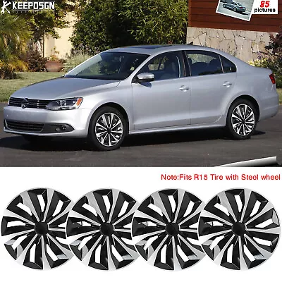 For VW Jetta 15  Set Of 4 Wheel Rims Covers Hubcaps Fits R15 Tire Steel Wheel • $75.67