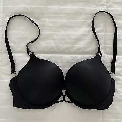 Victoria Secret Bra Miraculous Plunge Black Add 2 Cup Sizes 34C 34 C Sexy VS EUC • $14.99