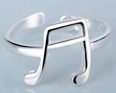 Silver Tone Music Note Double Quaver Open Ring • £4.59