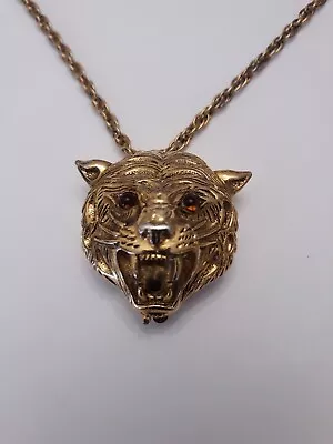 SIGNED Fabergé Tiger Gold Tone Solid/ Cream Perfume Pendant Locket Necklace • $79.99