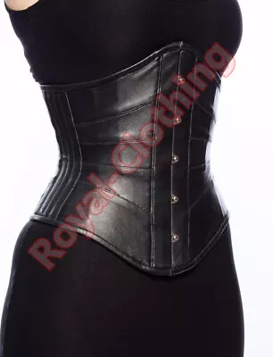 Heavy Duty Leather Steel Boned Waist Training Corset Genuine Under Bust • $53.99