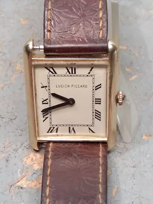 VINTAGE Lucien Piccard Mens Dress Watch 14k Gold  17j  Needs Repaired  • $450