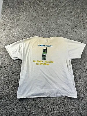 VINTAGE 90s Bell Phone Company Shity Mens XL White Nokia Phone Short Sleeve FLAW • $12.59