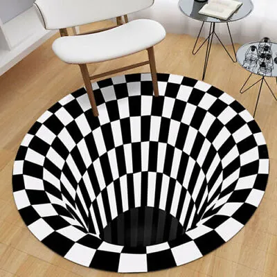 3D Bottomless Hole Optical Illusion Area Rug Carpet Floor Mat Living Room • £7.89