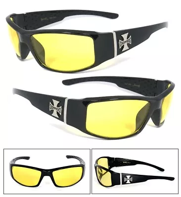 Choppers Mens Riding Biker Motorcycle Night Driving Lens Glasses Sunglasses • $10.90