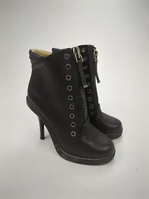 L.A.M.B. Sz US 7 Dayton Black Leather Zip Ankle Bootie GWEN STEFANI • $189