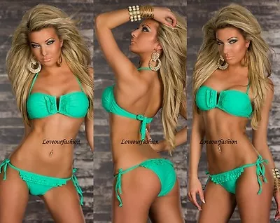 New Sexy Bikini Swimwear Swimsuit Ladies New Push Up Bathing Suit Bra - Green • £20.99