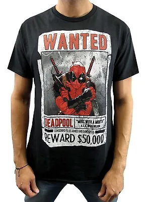 Marvel Deadpool Wanted Armed And Dangerous Men's Black T-Shirt New • $15.99