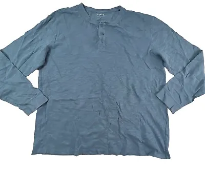 VINCE Mens Long Sleeve Henley Shirt Pima Cotton Blue XL Buttons • $18