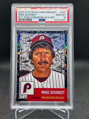 Mike Schmidt 2022 Topps Chrome Platinum BLACK/CREAM TOILE 01/10 PSA 10 Card #401 • $199.99