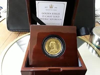 1887 Queen Victoria 22 K Gold Two Pound Double Sovereign Coin Royal Mint COA • £1000