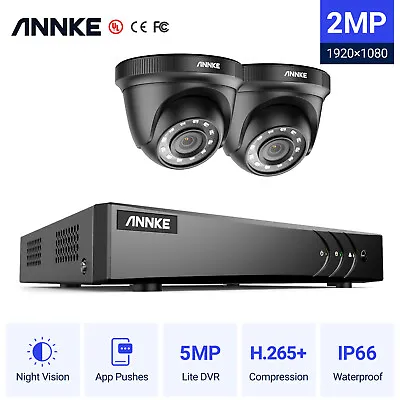 ANNKE HD 1080p CCTV System Security Camera 8+2CH 5MP Lite DVR Outdoor Dome IP66 • £69.99