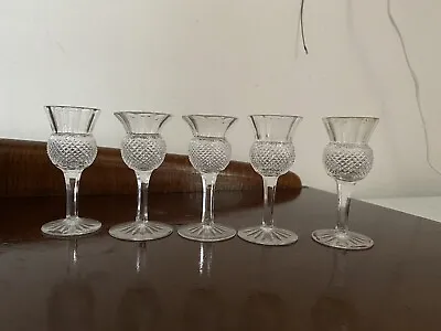 5 X Edinburgh & Leith Crystal Thistle Drinking Glasses • £35