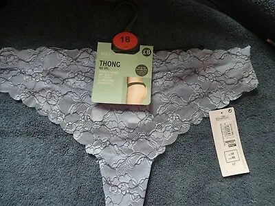 BNWT  Marks & Spencer  Ladies Thong Blue Lace Underwear  No VPL UK 18 • £3.99