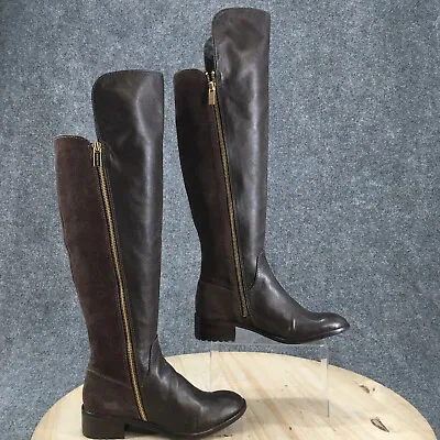 Michael Kors Boots Womens 6.5 M Bromley Tall Side Zip Riding Boot Brown Leather • $53.54