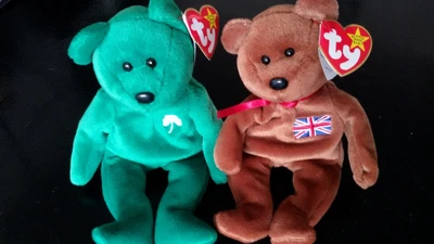 £2.70 • Buy Ty Beanie Babies  - BRITANNIA With Union Jack  & Erin With 4 Leaf Clover 