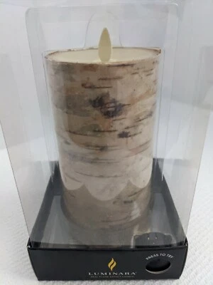 $34.99 • Buy NEW Luminara Flameless Flickering Birch Textured Wax Pillar Candle 6-Inch NIB 