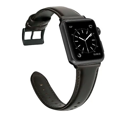 £8.95 • Buy For Apple Watch Series 7 / 8 / Ultra / SE Genuine Leather Watch Strap Band