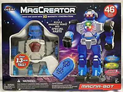 Cra-Z-Art MagCreator Magna Bot 3D Magnetic Robot Set RC Walking Lights Sounds • $35.99