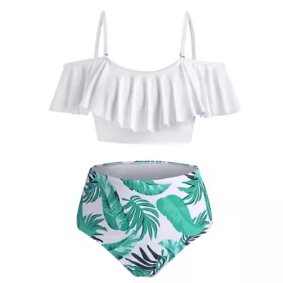 ZAFUL Tankini Tropical Leaf Flounce Overlay Swimsuit 2XL - Plus Size NEW W/ Tags • £27.02